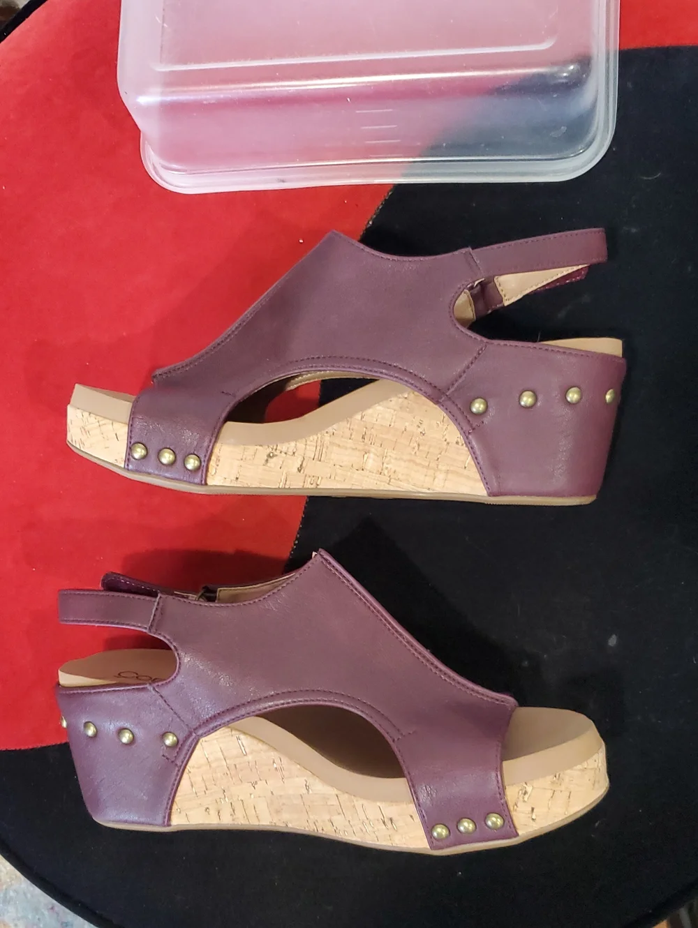Corkys Carley Burgundy Wedge Sandal Size 10